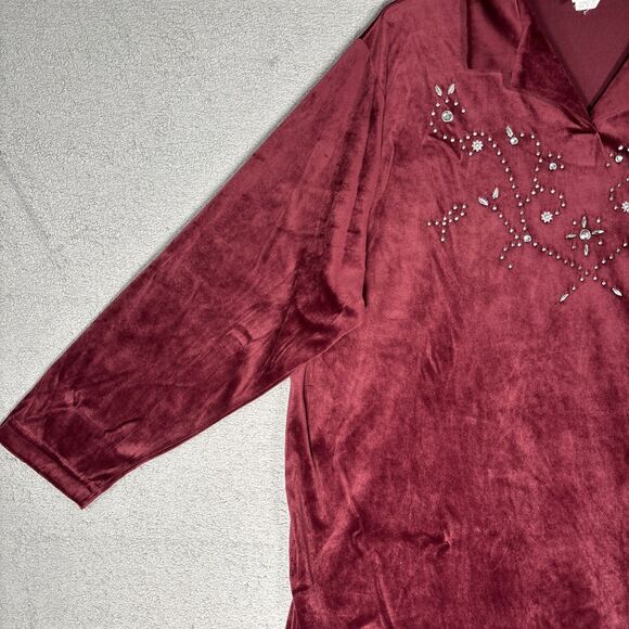 Vintage Sweet Blondie Women’s Size 2X Blouse 70s Inspired Retro Velvet Holiday - Picture 4 of 14